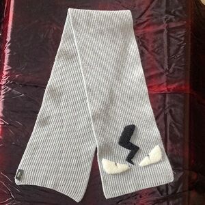 Fendi Gray Scarf with Black and White Accents